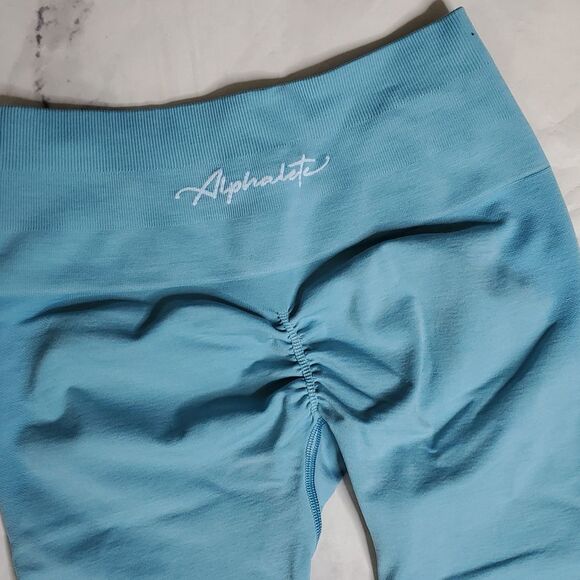 Blue Athletic Leggings with Color Block Design - Picture 3 of 5